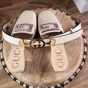 Authentic Gucci Interlocking GG Leather Belt - Women's 95 550122 Belt only
